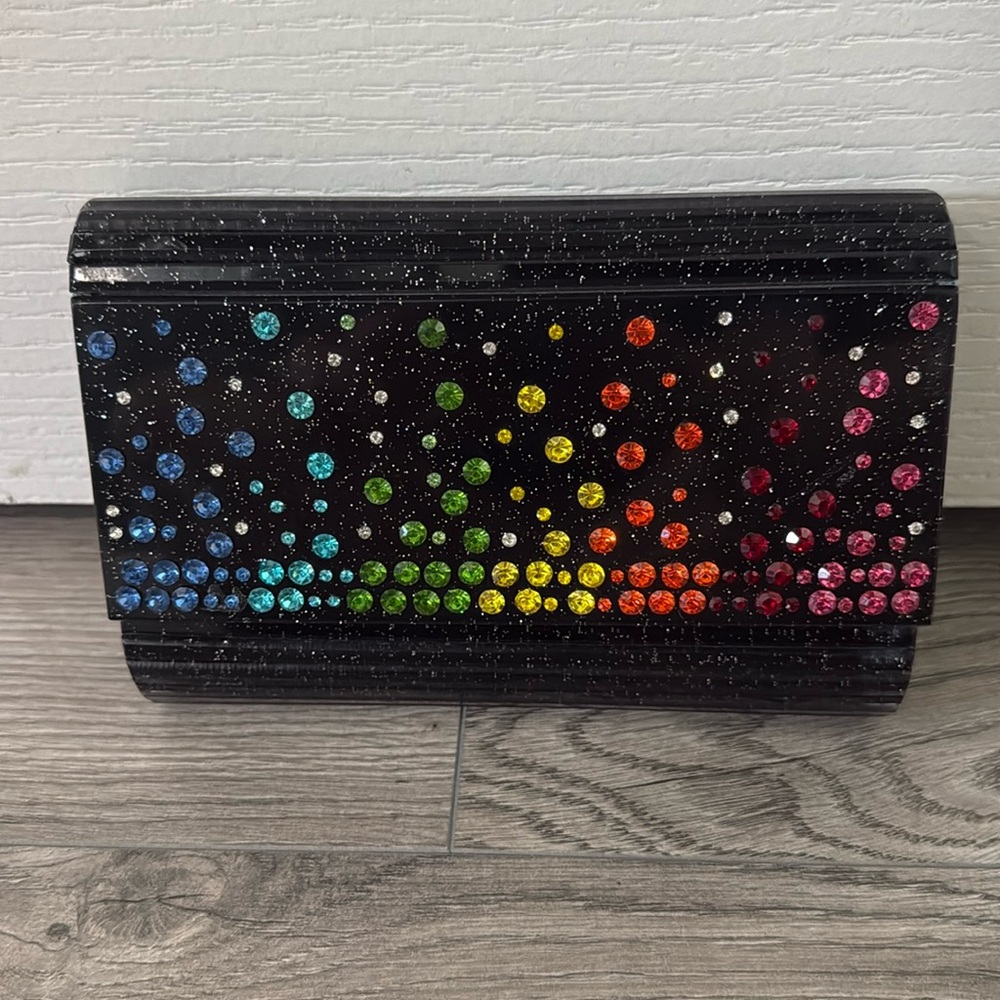 Kurt Geiger London KGL Crystal Embellished Mini Party Envelope Clutch in Black